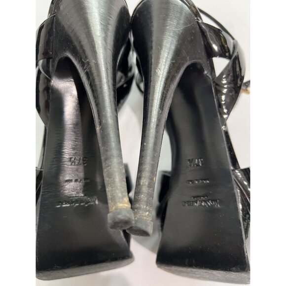 Yves Saint Laurent Tribute 105 Slingback Sandals in Nero Vitello Vernice Soft - Picture 5 of 8